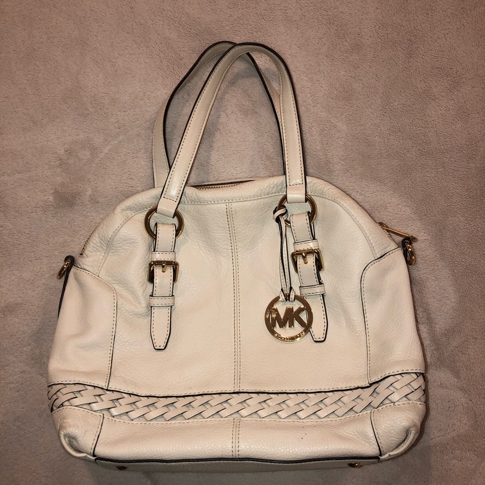 White leather MK purse